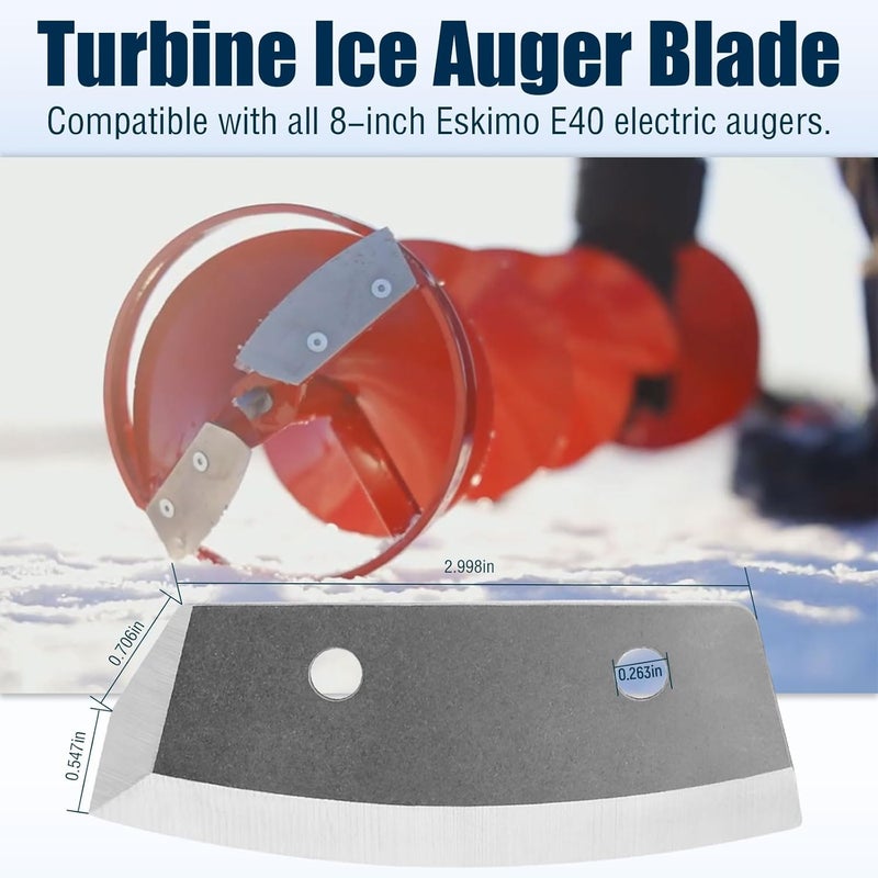 Shahn 8 inch Ice Augers Turbo Replacement Blades Compatible with Eskimo All 8-inch E40 Electric Auger bits, Stainless Steel - Image 2
